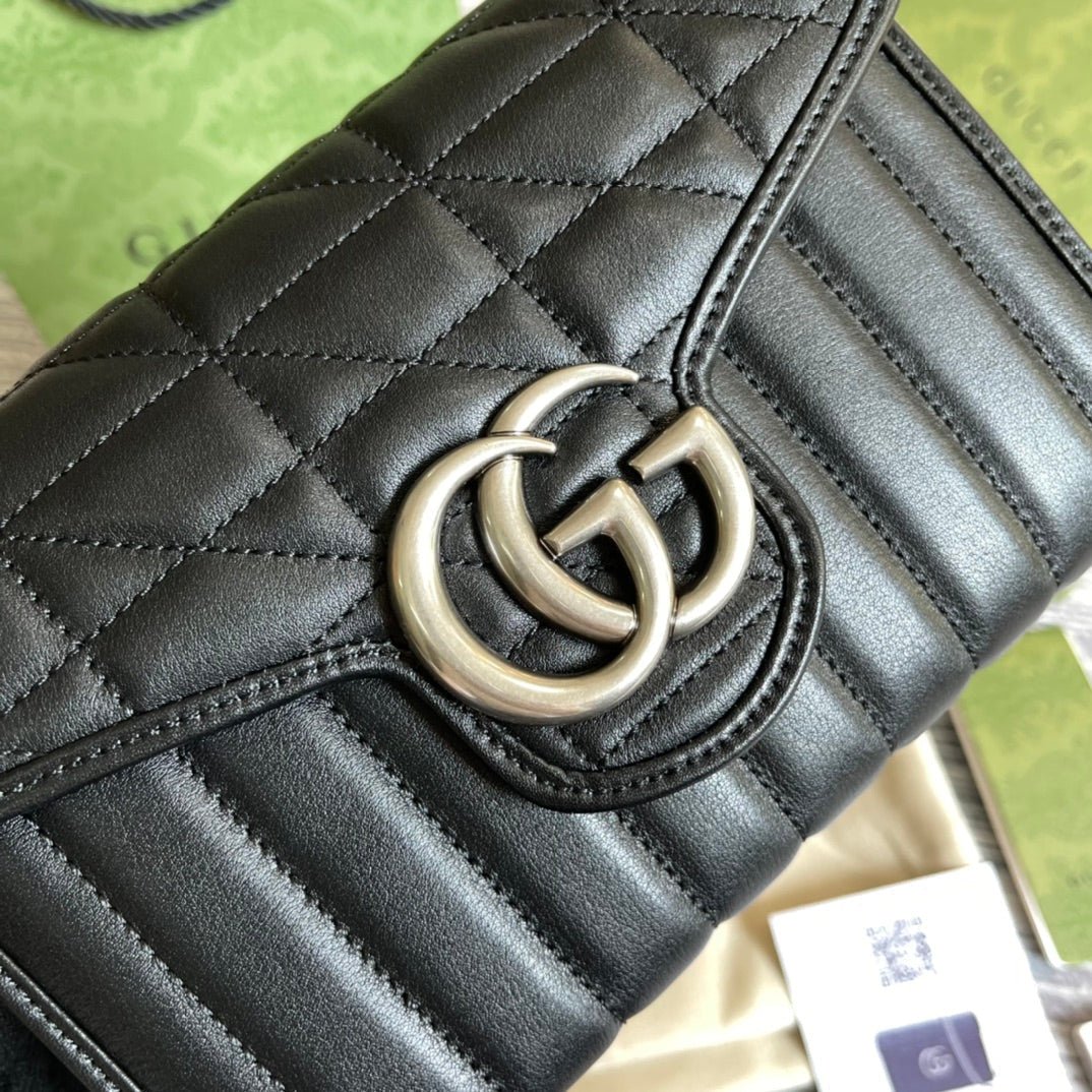 {Style No: MVL4A4M7} GG MARMONT MINI 20 SHOULDER BAG IN BLACK CALFSKIN - Image 5