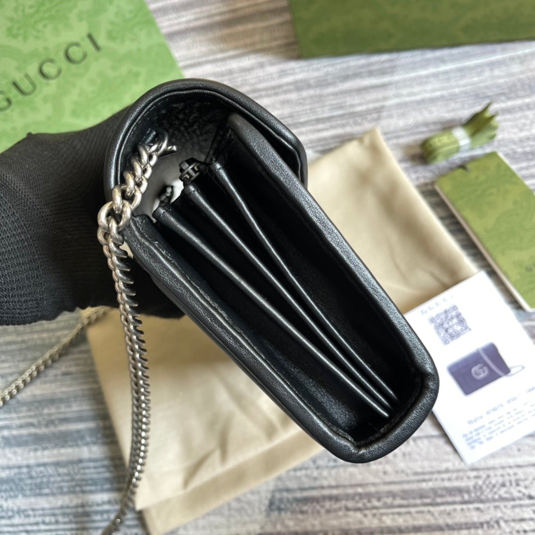 {Style No: MVL4A4M7} GG MARMONT MINI 20 SHOULDER BAG IN BLACK CALFSKIN - Image 9