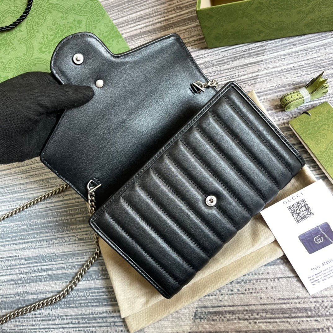 {Style No: MVL4A4M7} GG MARMONT MINI 20 SHOULDER BAG IN BLACK CALFSKIN - Image 4