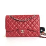 {Style No: FKK4NQ77} FLAP BAG JUMBO 30CM RED CAVIAR SILVER HARDWARE