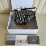 {Style No: I62YDLF8} CD Saddle Bag Strap With Strap 19cm Blue Obique Embroidery