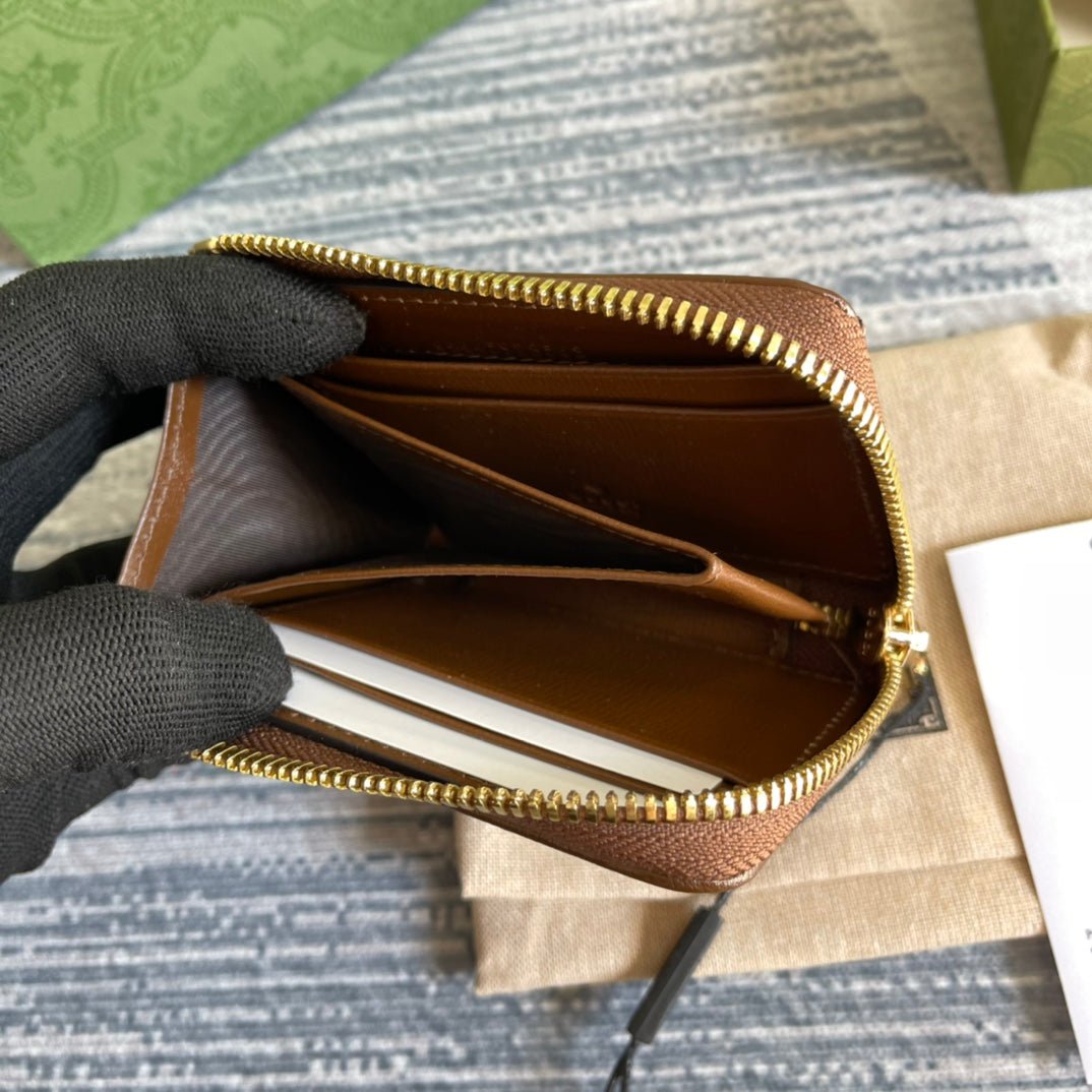 {Style No: 12LQ7R9R} GG HORSEBIT 1955 MINI 11 WALLET BEIGE AND EBONY CANVAS - Image 6