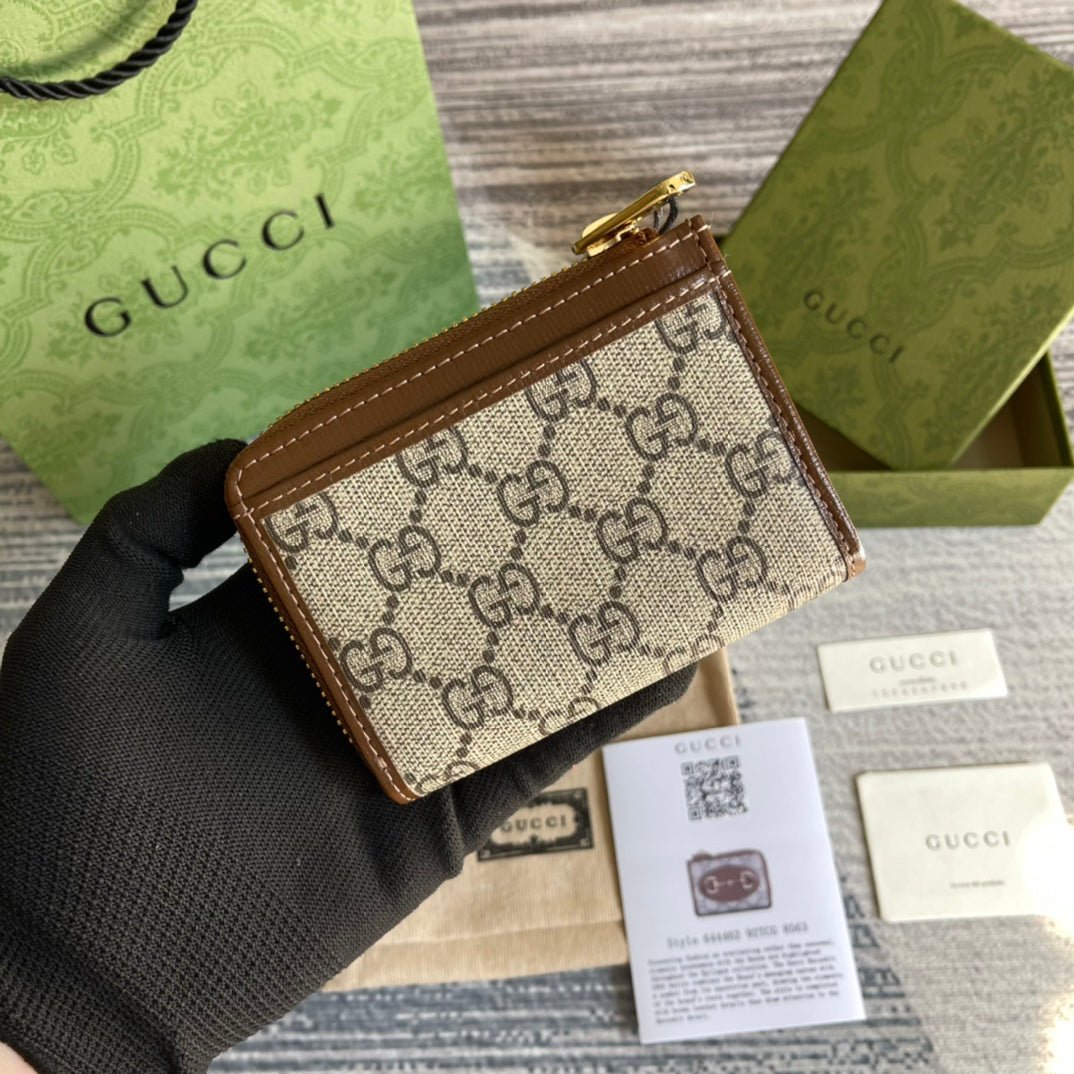 {Style No: 12LQ7R9R} GG HORSEBIT 1955 MINI 11 WALLET BEIGE AND EBONY CANVAS - Image 3