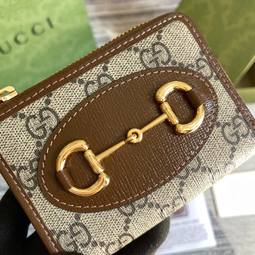 {Style No: 12LQ7R9R} GG HORSEBIT 1955 MINI 11 WALLET BEIGE AND EBONY CANVAS - Image 2