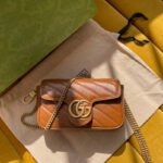 {Style No: TQZ5ZYT9} GG MARMONT MINI 16 BAG IN CINNAMON BROWN CALFSKIN
