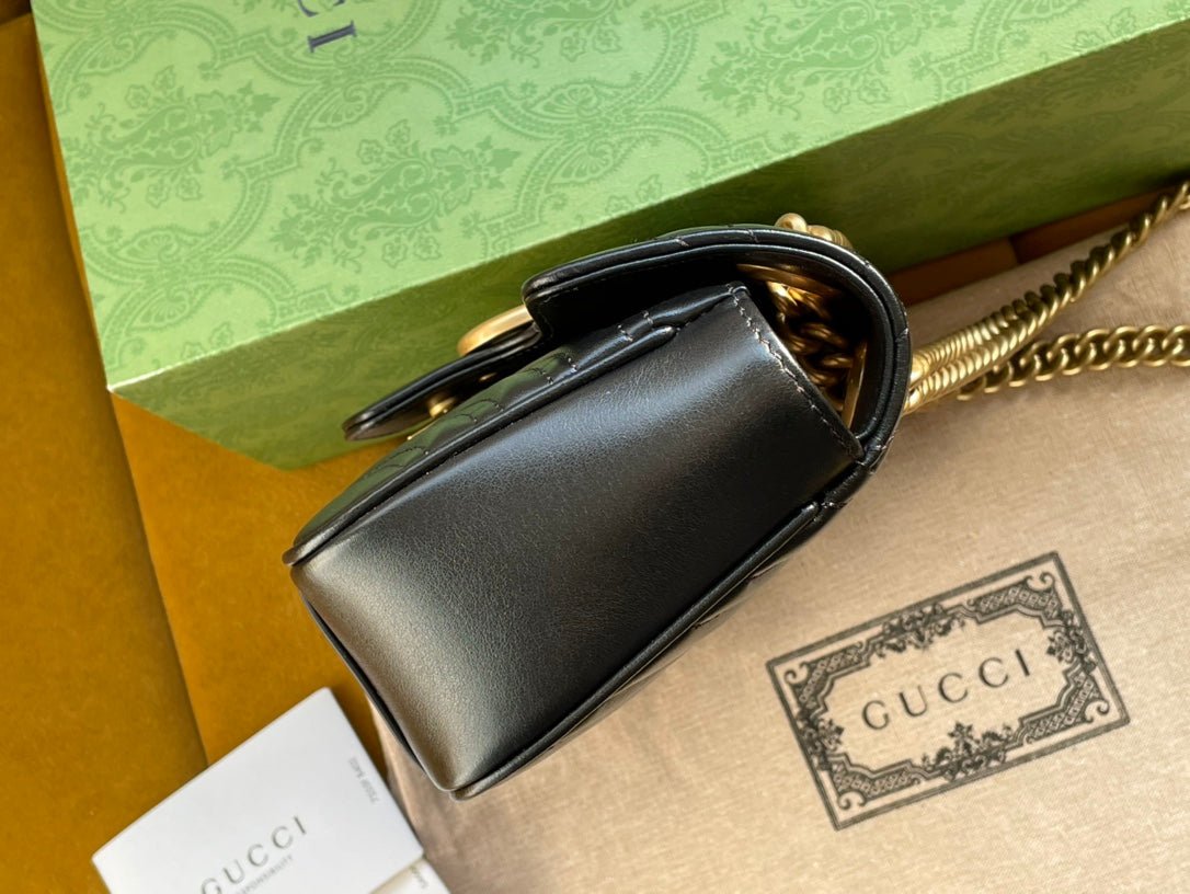 {Style No: M3BYHNW4} GG MARMONT MATELASSÉ SMALL 22 BAG BLACK CALFSKIN - Image 8