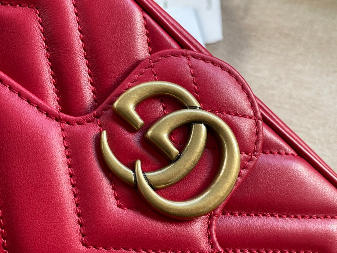 {Style No: CJ3VQBXH} GG MARMONT MINI 16 BAG IN RED PINK CALFSKIN - Image 7