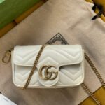 {Style No: SFRZU1ME} GG MARMONT MINI 16 BAG IN WHITE CALFSKIN