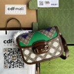 {Style No: 8IAWX8WC} HORSEBIT 1955 SADDLE BAG 25 IN COLORFUL CANVAS AND BROWN LEATHER TRIM GOLD HARDWARE