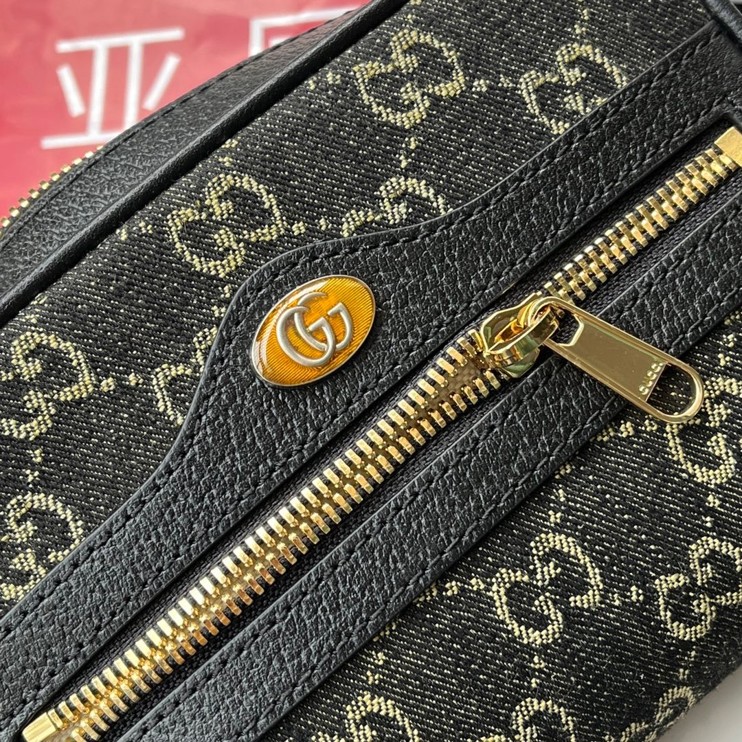 {Style No: 3SD2PGA3} DENIM SHOULDER BAG 17 BLACK WITH LEATHER TRIM - Image 8