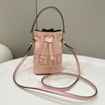 {Style No: DS9IYZJF} MON TRESOR MINI 18 BAG IN PEACHY PINK CALFSKIN FF WITH GOLD HARDWARE