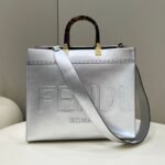 {Style No: WRN544JS} SHINE LARGE 35 TOTE IN SILVER CALFSKIN