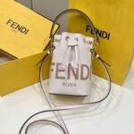 {Style No: 5I99KQP9} MON TRESOR MINI 18 BAG IN WHITE CALFSKIN FF WITH GOLD HARDWARE