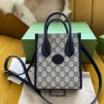 {Style No: Q486TZJ6} MINI TOTE 20 BAG IN BEIGE CANVAS AND BLACK CALFSKIN