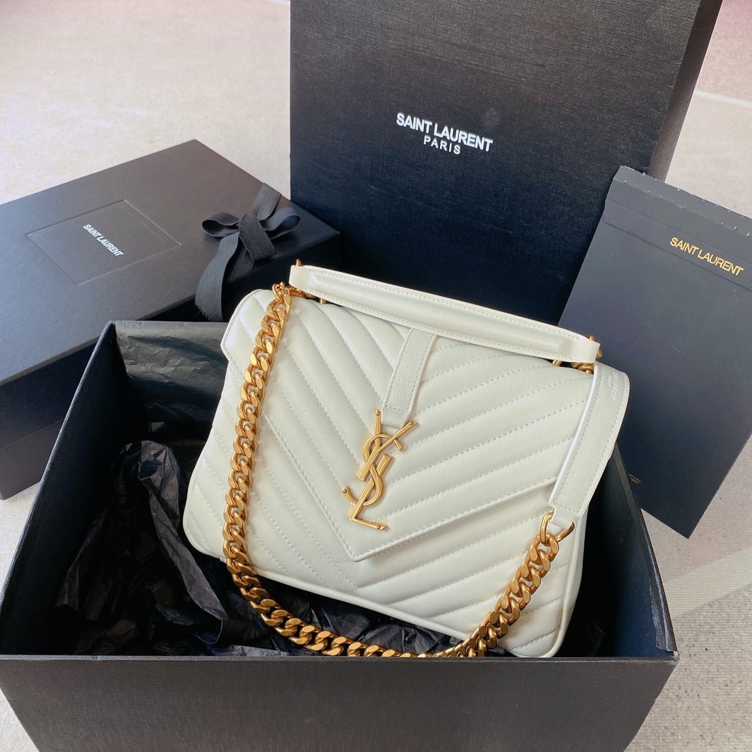 {Style No: MCWVDLCU} COLLEGE MEDIUM 24 IN WHITE LAMBSKIN GOLD HARDWARE
