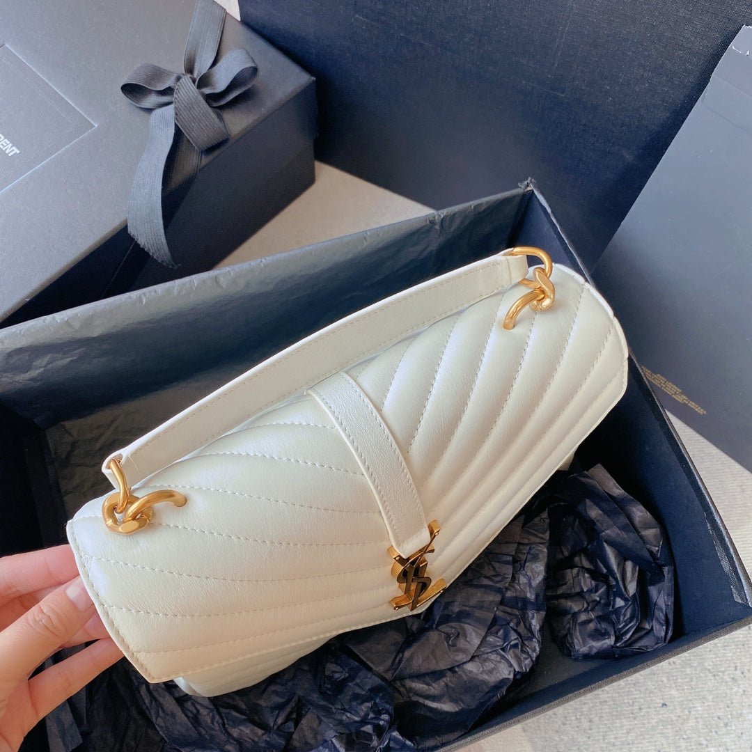 {Style No: MCWVDLCU} COLLEGE MEDIUM 24 IN WHITE LAMBSKIN GOLD HARDWARE - Image 9
