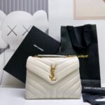 {Style No: AU1VERCO} LOULOU SMALL 25 IN WHITE LAMBSKIN GOLD HARDWARE