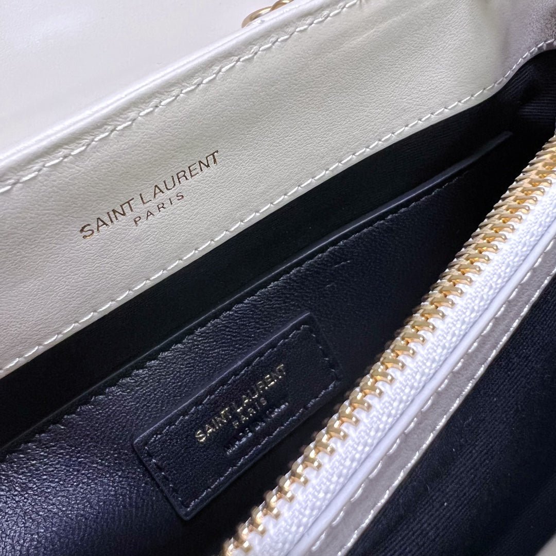 {Style No: AU1VERCO} LOULOU SMALL 25 IN WHITE LAMBSKIN GOLD HARDWARE - Image 7