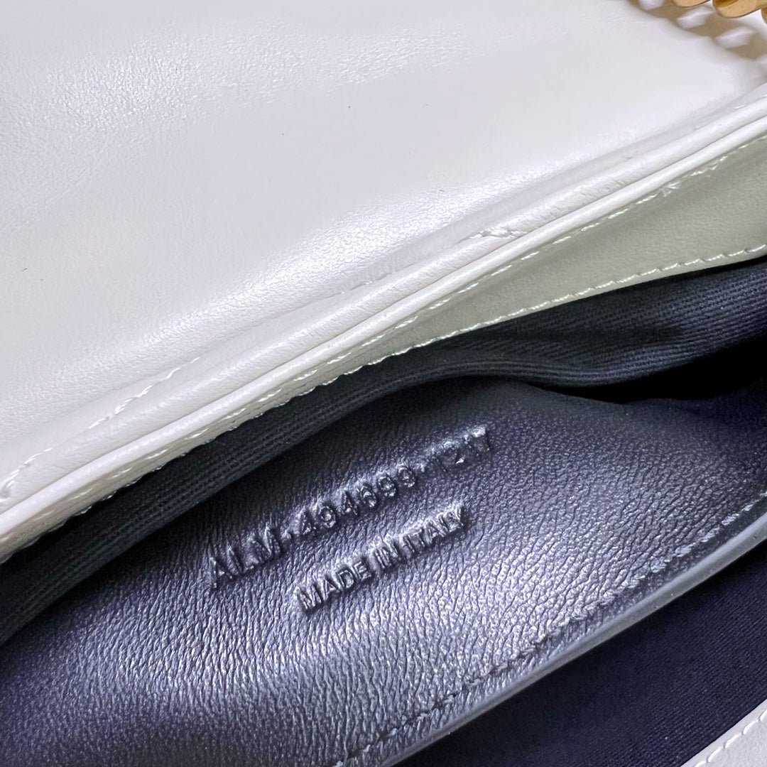 {Style No: AU1VERCO} LOULOU SMALL 25 IN WHITE LAMBSKIN GOLD HARDWARE - Image 2