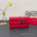 {Style No: W66LBIEV} CARO SLIM POUCH 21 BAG IN CHERRY RED CALFSKIN