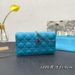 {Style No: YVKN89UP} CARO SLIM POUCH 21 BAG IN SKY BLUE CALFSKIN