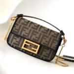 {Style No: J59GXIHQ} Fend Baguette 20 Brown FF Jacquard Fabric Bag Ghw