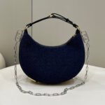 {Style No: 3UCUVIUI} FENDIGRAPHY 29 BAG IN NAVY BLUE DENIM FABRIC WITH GOLD HARDWARE