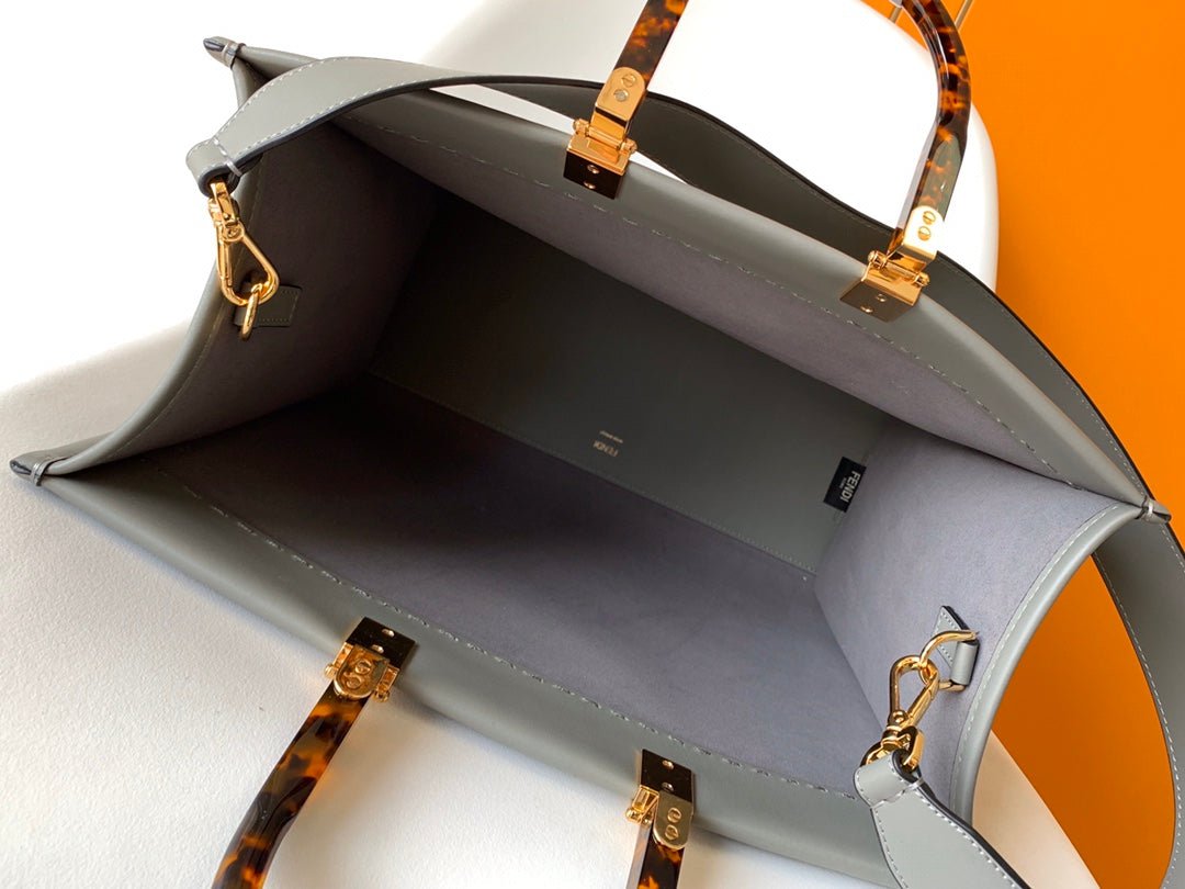 {Style No: Z6MA61S7} Fend Sunshine Medium Bag 35 Grey Leather - Image 6