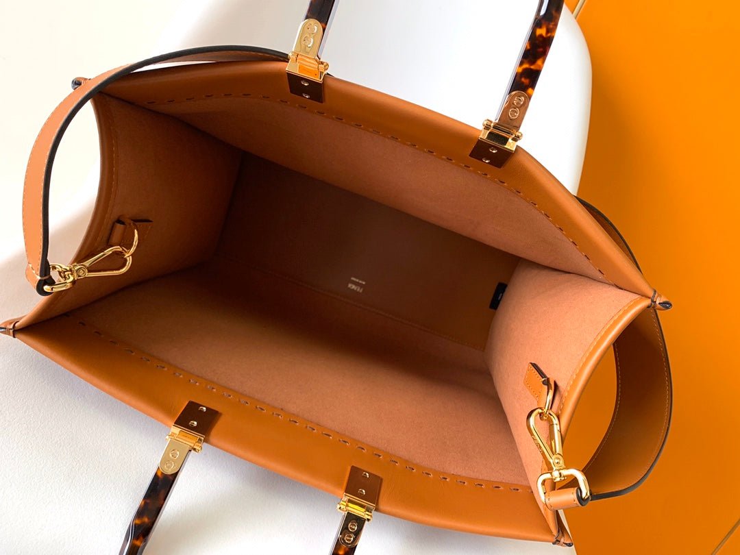 {Style No: BMKZMUZ7} Fend Sunshine Medium Bag 35 Tan Leather - Image 4