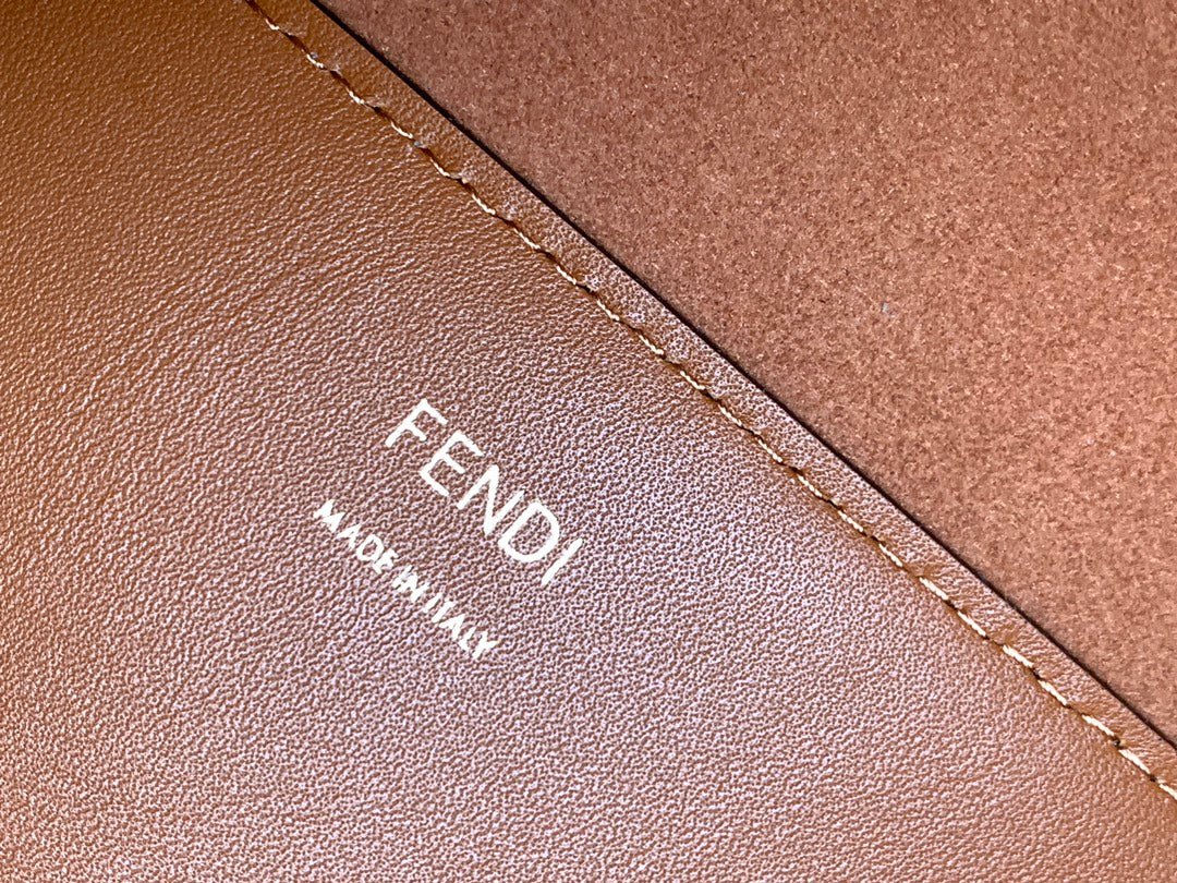 {Style No: BMKZMUZ7} Fend Sunshine Medium Bag 35 Tan Leather - Image 8