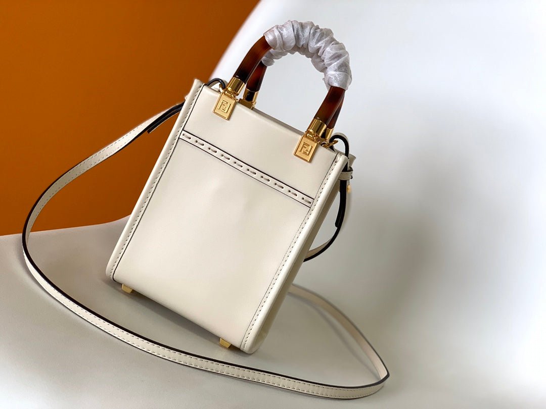 {Style No: 7Q7WXRHK} Fend Mini Sunshine Shopper Bag 18 White Leather - Image 2