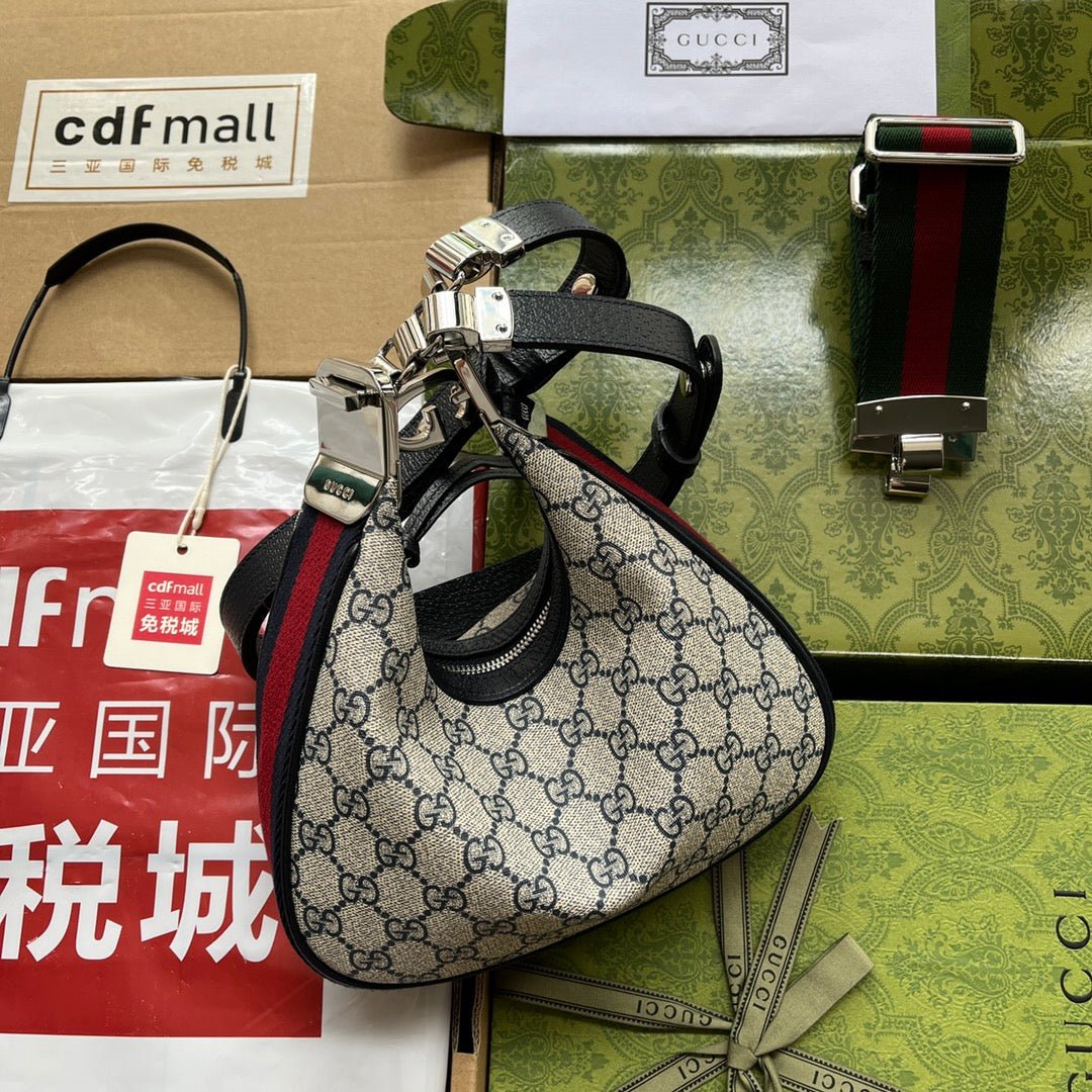 {Style No: DJ4G8C8M} ATTACHE MINI BAG 23 IN BEIGE GG AND DARK BLUE CALFSKIN - Image 2
