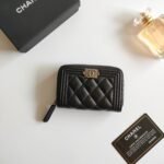{Style No: GMTAWKH4} CC BOY ZIP COIN PURSE 11.5 BLACK GRAINED CALFSKIN ICON