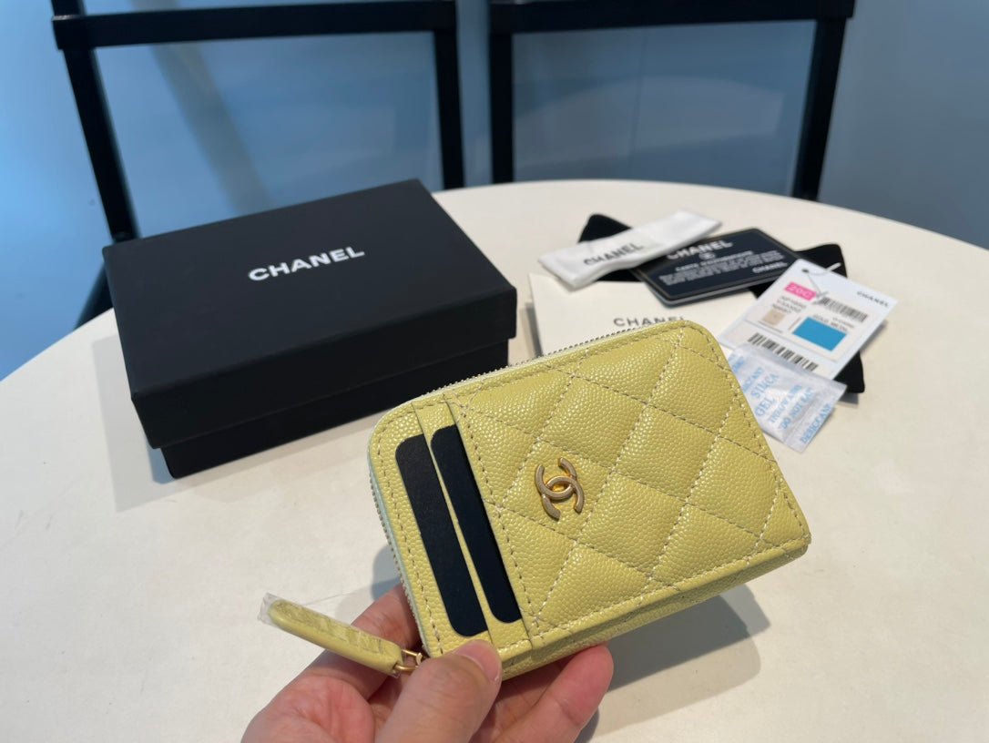 {Style No: FP5VTHV7} CC ZIPPED COIN PURSE 11 YELLOW GRAINED CALFSKIN - Image 2