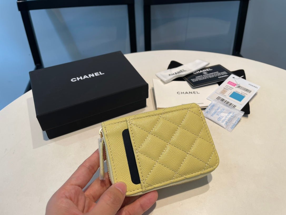 {Style No: FP5VTHV7} CC ZIPPED COIN PURSE 11 YELLOW GRAINED CALFSKIN - Image 5