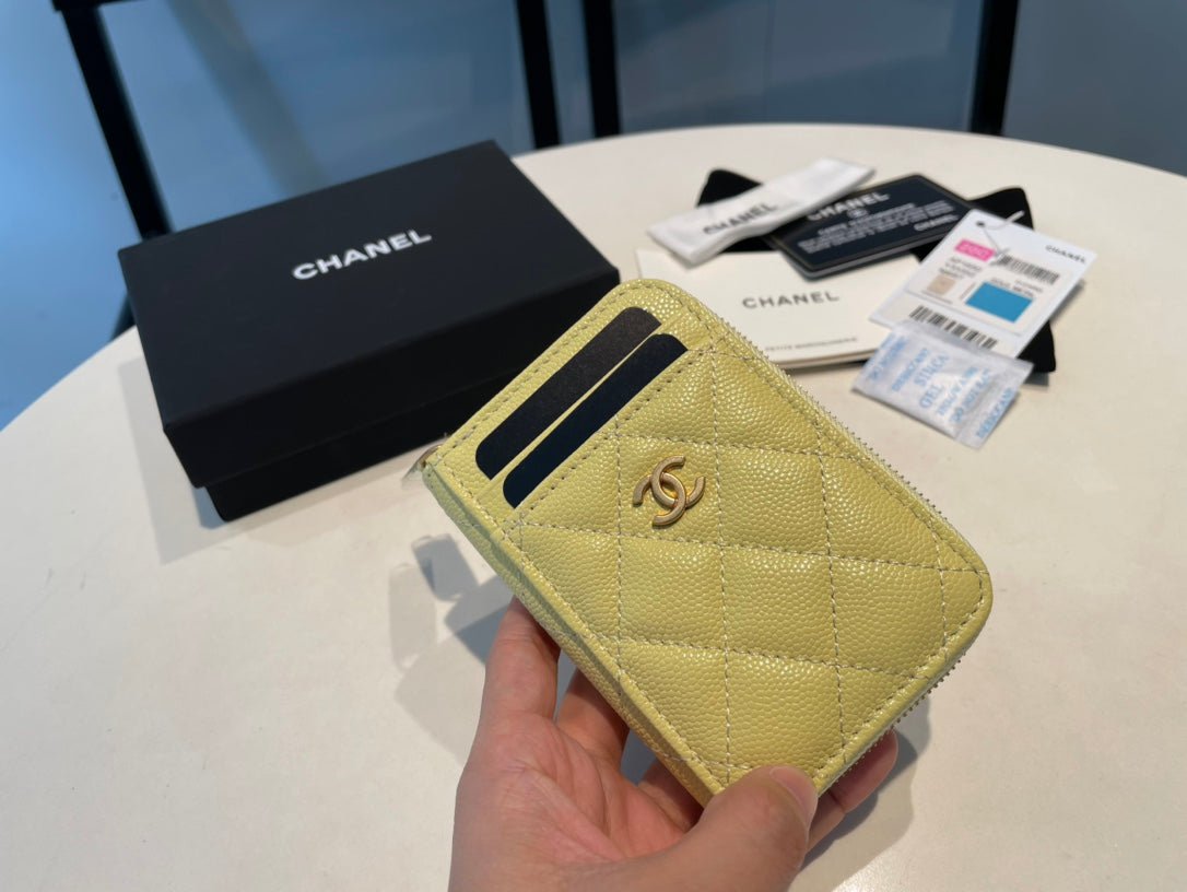 {Style No: FP5VTHV7} CC ZIPPED COIN PURSE 11 YELLOW GRAINED CALFSKIN - Image 3
