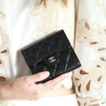 {Style No: 3JDMK5SW} CC FLAP CARD HOLDER 11.5 BLACK GRAINED CALFSKIN SILVER ICON