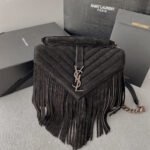 {Style No: ONMLNB2I} COLLEGE TASSEL 24 IN BLACK SUEDE SILVER HARDWARE