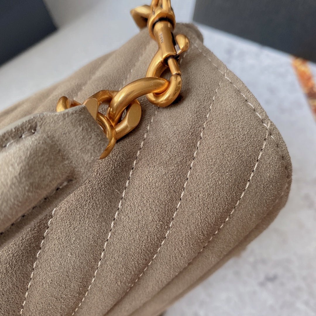 {Style No: AAW9WO36} COLLEGE TASSEL 24 IN LIGHT FAWN SUEDE GOLD HARDWARE - Image 7