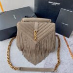 {Style No: AAW9WO36} COLLEGE TASSEL 24 IN LIGHT FAWN SUEDE GOLD HARDWARE