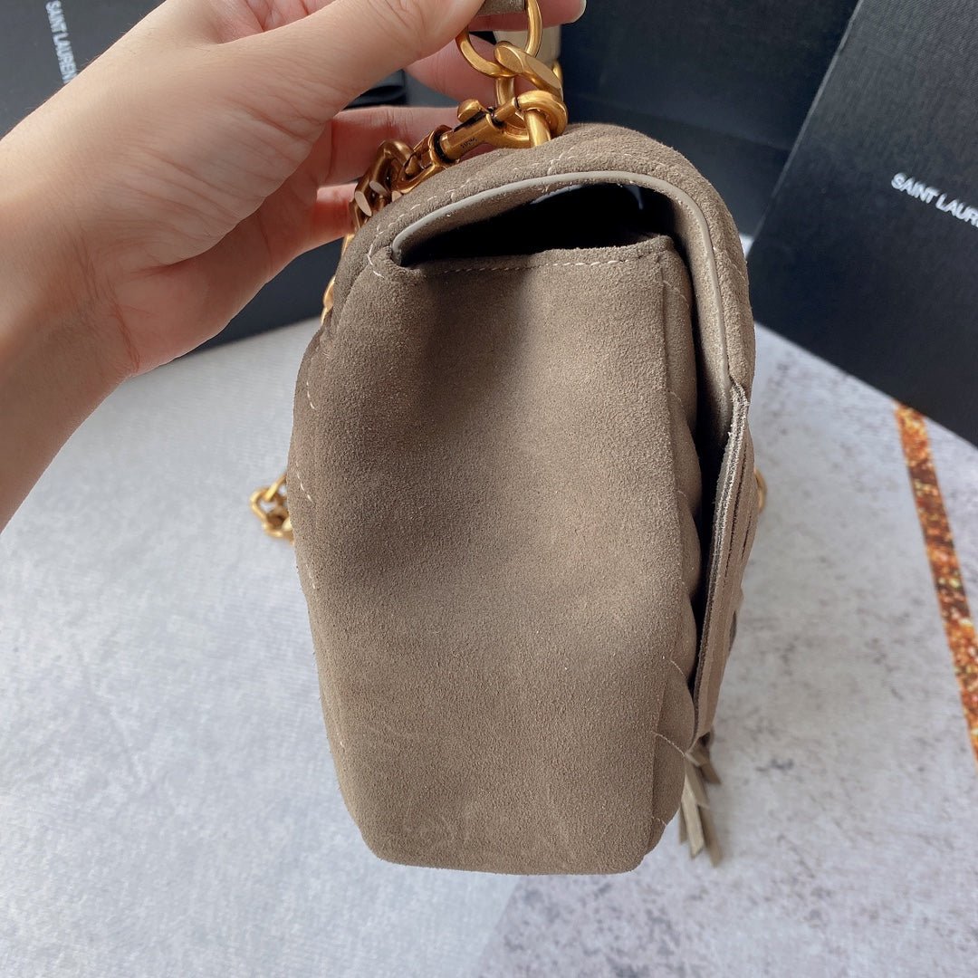 {Style No: AAW9WO36} COLLEGE TASSEL 24 IN LIGHT FAWN SUEDE GOLD HARDWARE - Image 9