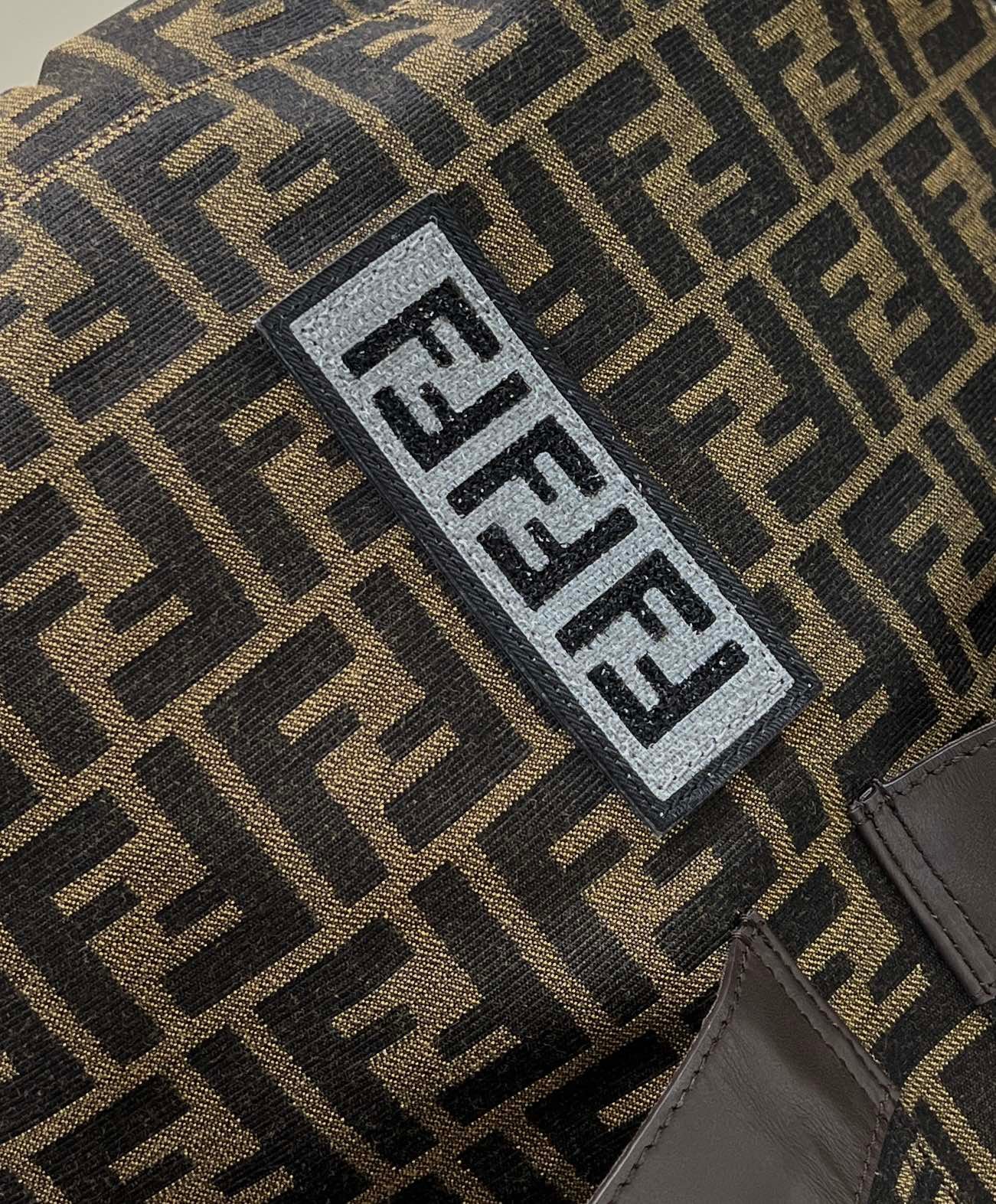 {Style No: 3ADP6NMM} FENDI STRIKE LARGE 46 FF MOCHA BROWN JACQUARD FABRIC BACKPACK - Image 4