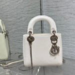 {Style No: CX3X47VE} MINI LADY 17 BAG IN WHITE EMBOSSED LAMBSKIN WITH SILVER CLASP