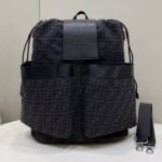 {Style No: 4NO2JYW4} FENDI STRIKE LARGE 46 FF BLACK JACQUARD FABRIC BACKPACK