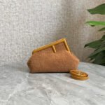 {Style No: JO6DWGQL} FENDI FIRST MINI 26 BAG IN CIDER BROWN WOOL WITH GOLD HARDWARE