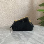 {Style No: PGLXCGON} FENDI FIRST MINI 26 BAG IN BLACK WOOL WITH GOLD HARDWARE