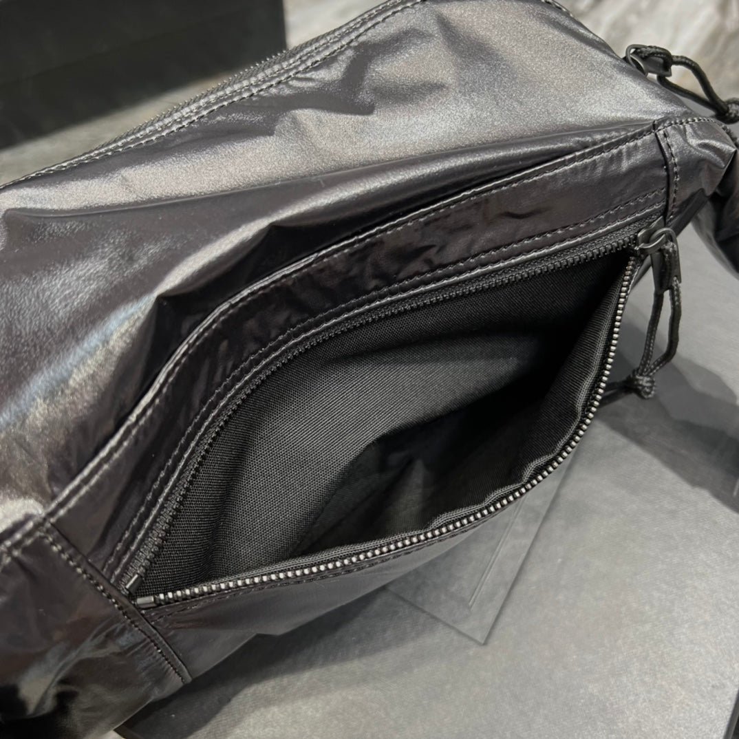 {Style No: 99O3FLEC} CROSSBODY BAG 24 IN BLACK POLISHED NYLON - Image 6
