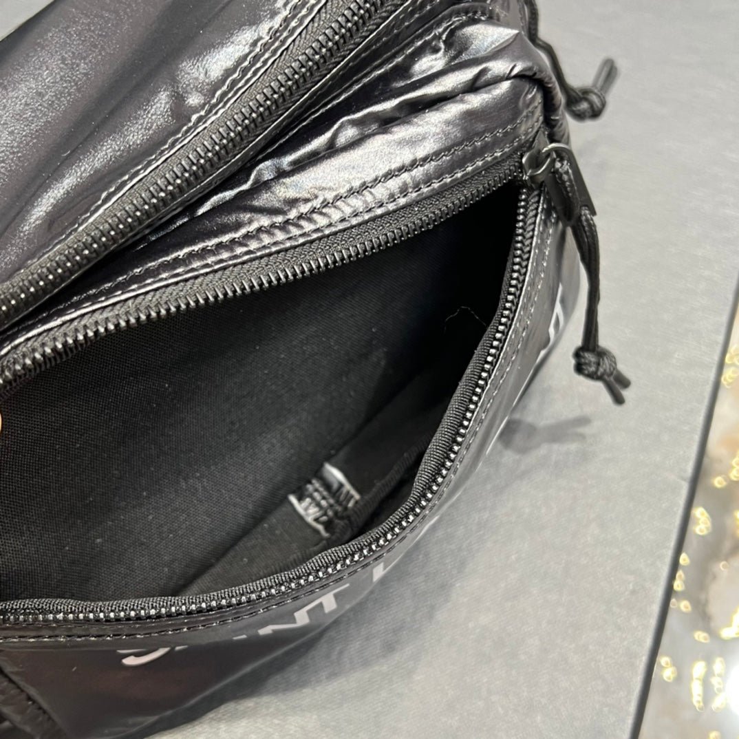 {Style No: 99O3FLEC} CROSSBODY BAG 24 IN BLACK POLISHED NYLON - Image 7