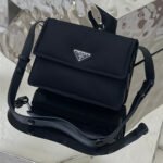 {Style No: KWYJQITZ} PRA CINI 23 MEDIUM BAG IN BLACK RE-NYLON WITH STRAP