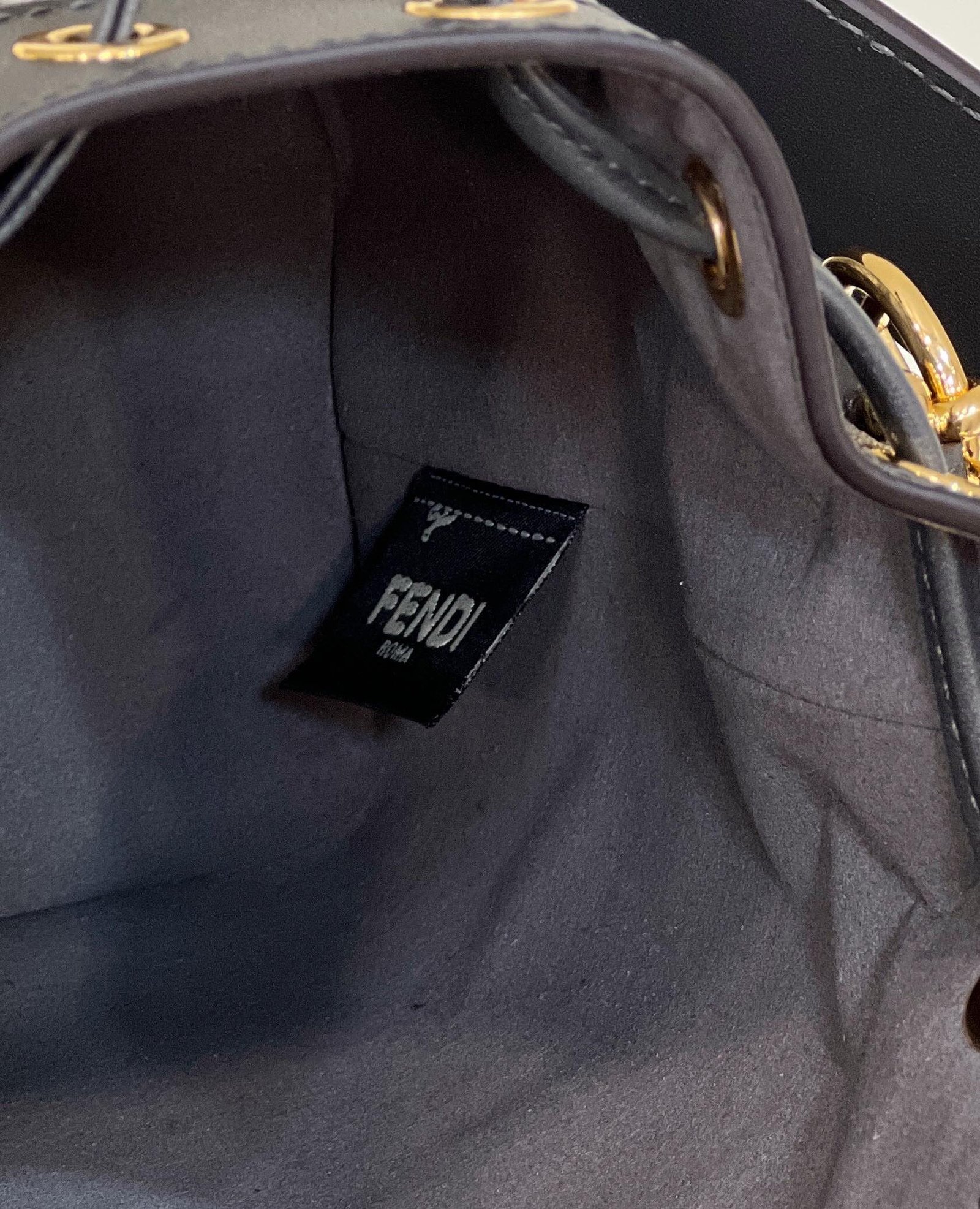 {Style No: KMFID25F} MON TRESOR MINI 18 BAG IN BLACK MIX GREY FF FABRIC WITH GOLD HARDWARE - Image 5